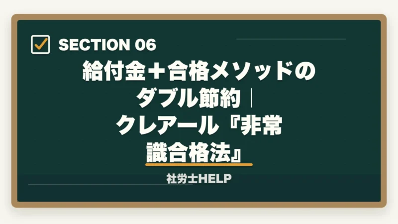 給付金+合格メソッドのダブル節約|クレアール『非常識合格法』|社労士通信講座を教育訓練給付金で安く受講|最大70%還付の活用術【2026年】の図解