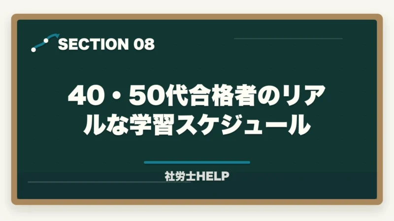40・50代合格者のリアルな学習スケジュール｜40代・50代から社労士に合格できる？年齢の壁を超える3つの武器と学習法【2026年】の図解