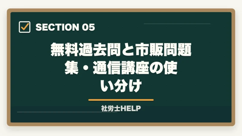 無料過去問と市販問題集・通信講座の使い分け｜社労士試験の過去問を無料でダウンロード・活用する方法【公式・無料サイト徹底解説】の図解