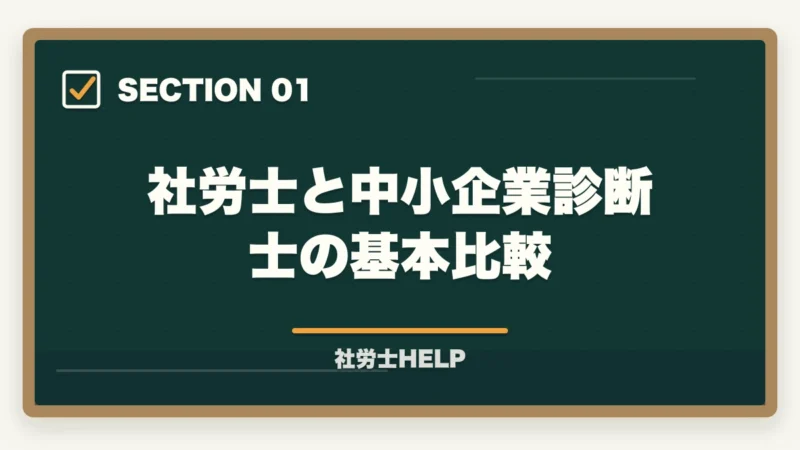 社労士と中小企業診断士の基本比較｜社労士と中小企業診断士どちらを取るべきか？難易度・年収・メリットを比較の図解