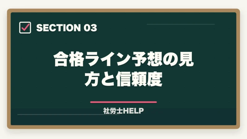 合格ライン予想の見方と信頼度｜社労士試験の解答速報・自己採点・合格ライン予想【試験後すぐ確認すべきこと】の図解