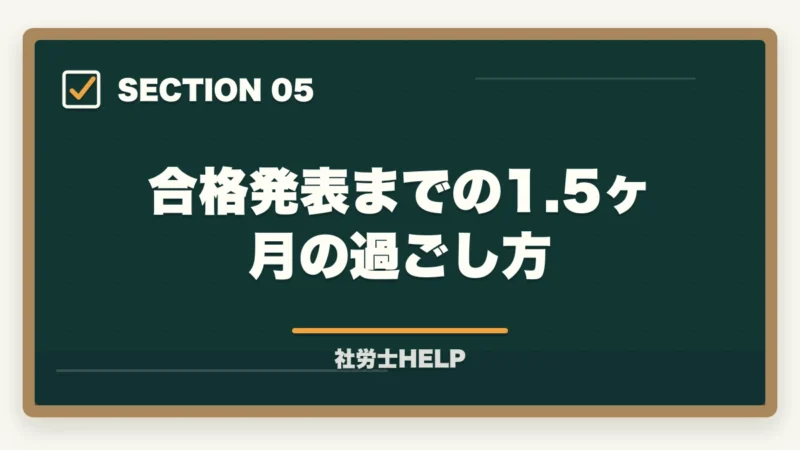 合格発表までの1.5ヶ月の過ごし方｜社労士試験の解答速報・自己採点・合格ライン予想【試験後すぐ確認すべきこと】の図解