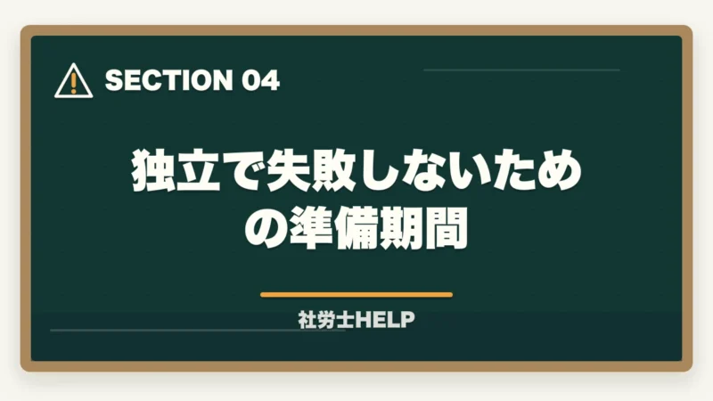 独立で失敗しないための準備期間｜社労士として独立開業するための手順・費用・年収の目安を徹底解説の図解
