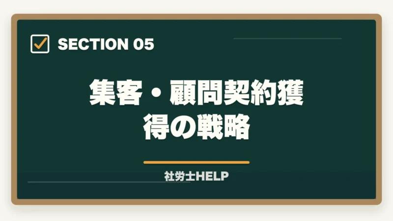 集客・顧問契約獲得の戦略｜社労士として独立開業するための手順・費用・年収の目安を徹底解説の図解