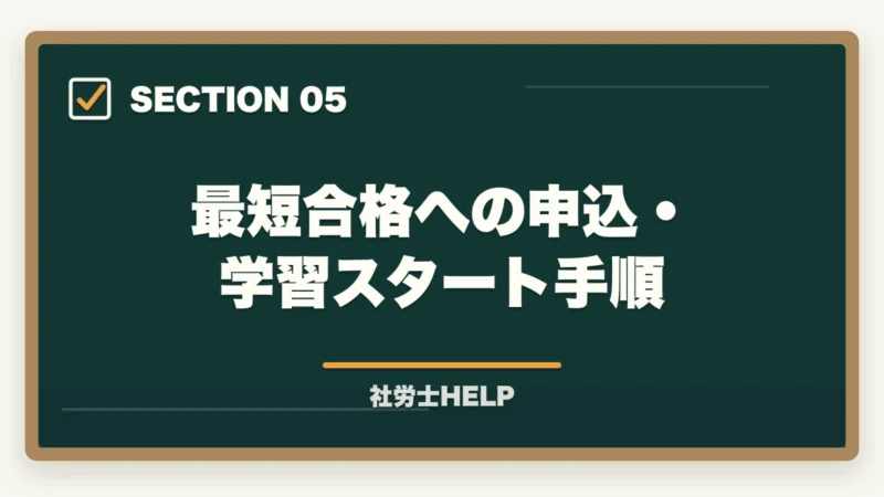 最短合格への申込・学習スタート手順｜クレアール社労士講座2027年度版【最新の料金・割引・合格実績を徹底解説】の図解