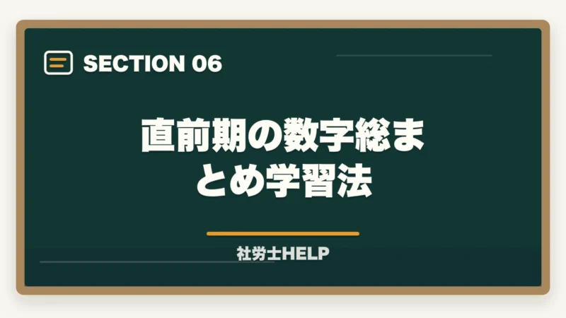 直前期の数字総まとめ学習法｜社労士試験の科目別・数字暗記法｜重要な期間・金額・日数を効率よく覚える方法の図解