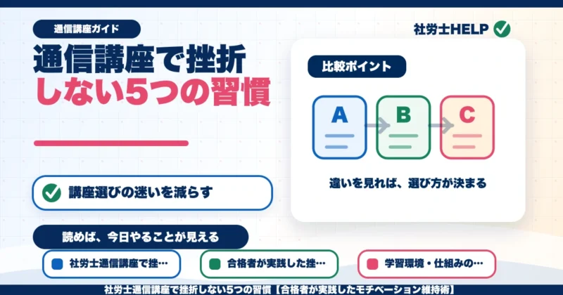社労士通信講座で挫折しない5つの習慣【合格者が実践したモチベーション維持術】のアイキャッチ画像