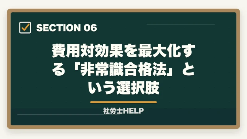 費用対効果を最大化する「非常識合格法」という選択肢｜社労士試験 独学vs通信講座の費用対効果を徹底比較｜時間コストまで含めた真のコスパ【2026年】の図解