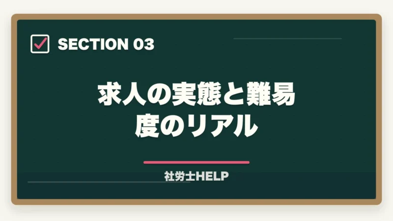 求人の実態と難易度のリアル｜社労士は就職・転職で有利？資格取得後の求人市場と就職難易度を解説の図解
