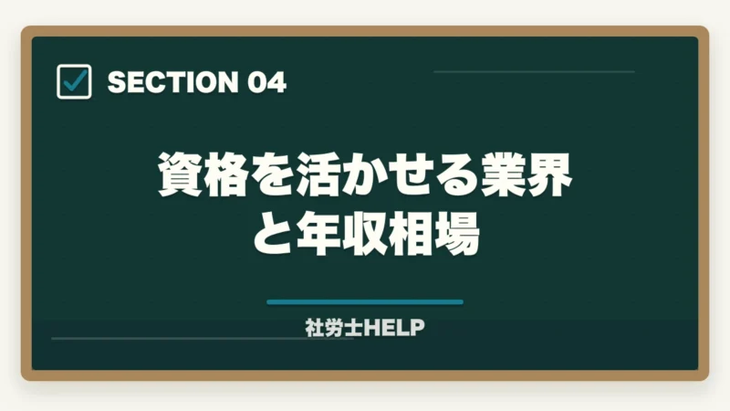 資格を活かせる業界と年収相場｜社労士は就職・転職で有利？資格取得後の求人市場と就職難易度を解説の図解