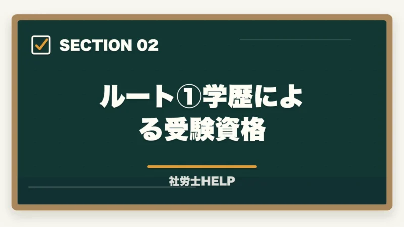 ルート①学歴による受験資格｜社労士試験の受験資格・年齢制限・条件をわかりやすく解説の図解