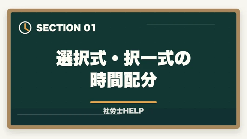 選択式・択一式の時間配分｜社労士試験の時間配分・解く順番・得点最大化の戦略｜択一式・選択式攻略法の図解