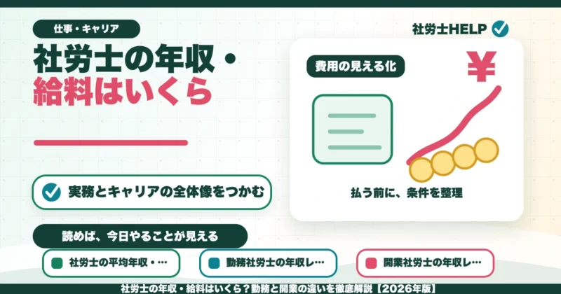 社労士の年収・給料はいくら？勤務と開業の違いを徹底解説【2026年版】のアイキャッチ画像