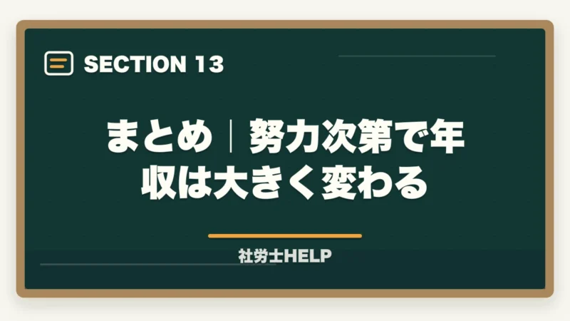 まとめ｜努力次第で年収は大きく変わる｜社労士の年収・給料はいくら？勤務と開業の違いを徹底解説【2026年版】の図解