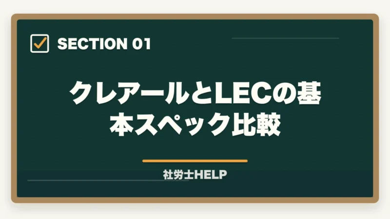 クレアールとLECの基本スペック比較｜クレアール vs LEC 社労士講座を比較｜どっちがおすすめ？違いを解説の図解