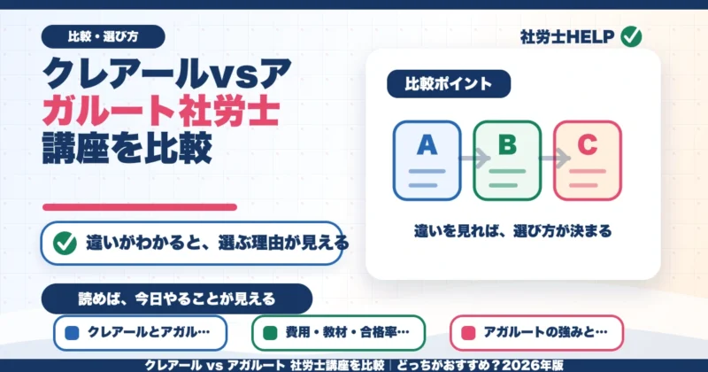 クレアール vs アガルート 社労士講座を比較｜どっちがおすすめ？2026年版のアイキャッチ画像