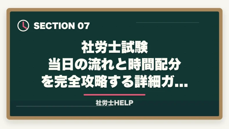 社労士試験 当日の流れと時間配分を完全攻略する詳細ガイド｜社労士試験 当日の流れ・タイムスケジュール｜試験開始から終了まで解説の図解