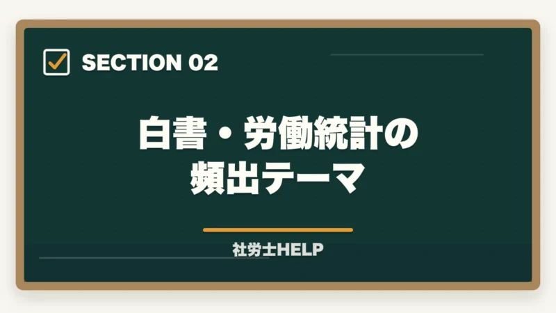 白書・労働統計の頻出テーマ｜社労士試験「労働に関する一般常識」の対策方法｜白書・労働統計の攻略法の図解