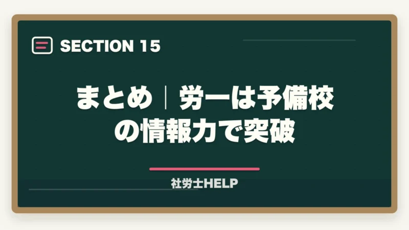 まとめ｜労一は予備校の情報力で突破｜社労士試験「労働に関する一般常識」の対策方法｜白書・労働統計の攻略法の図解