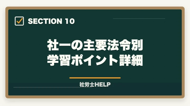 社一の主要法令別 学習ポイント詳細｜社労士試験「社会保険に関する一般常識」の対策方法｜頻出テーマと攻略法の図解