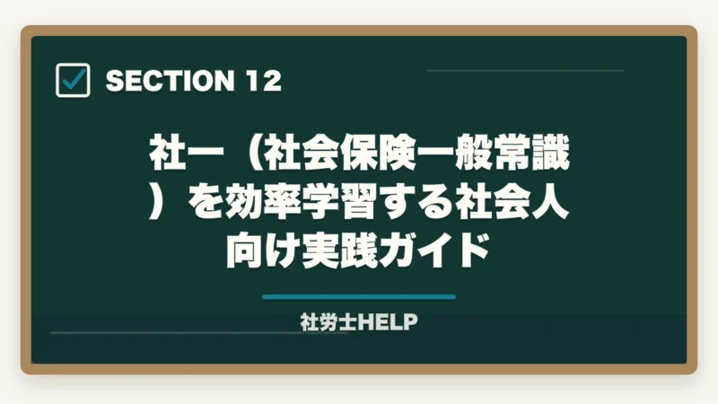 社一（社会保険一般常識）を効率学習する社会人向け実践ガイド｜社労士試験「社会保険に関する一般常識」の対策方法｜頻出テーマと攻略法の図解