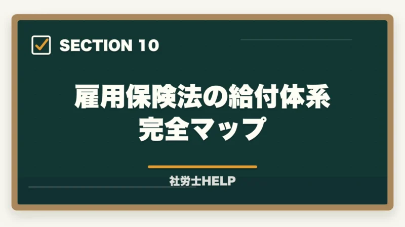 雇用保険法の給付体系完全マップ｜社労士試験「雇用保険法」の勉強法と対策｜給付の種類と試験攻略ポイントの図解