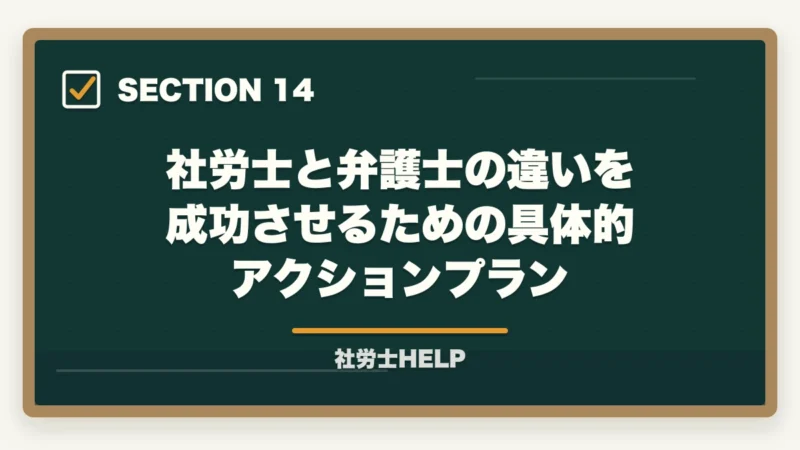 社労士と弁護士の違いを成功させるための具体的アクションプラン｜社労士と弁護士の違いとは？業務範囲・できること・できないことを徹底比較の図解