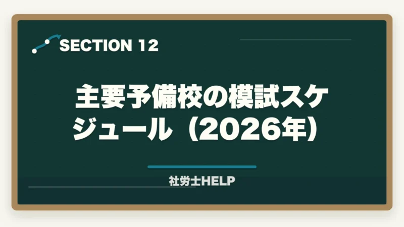 主要予備校の模試スケジュール（2026年）｜社労士試験の模擬試験・直前期対策｜いつ受ける？活用法と注意点の図解