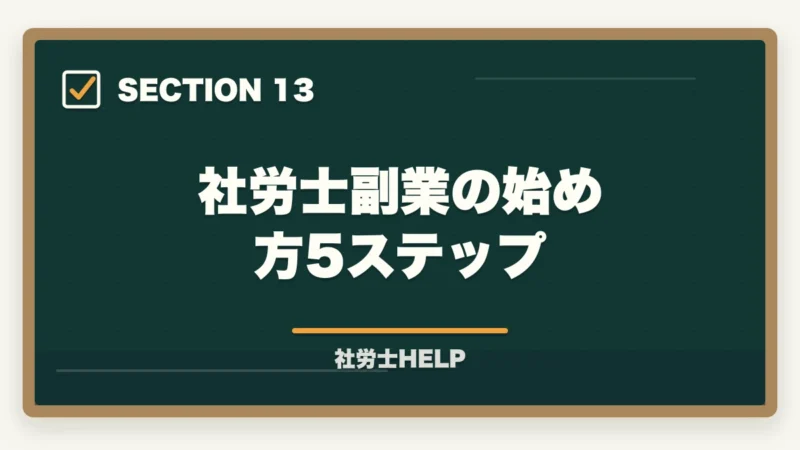 社労士副業の始め方5ステップ|社労士資格で副業を始める方法|会社員のまま月3〜10万円稼ぐ現実的なルートの図解