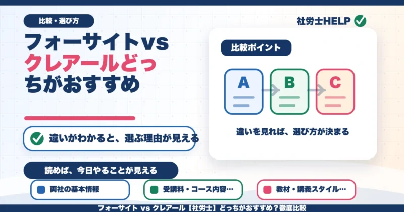 フォーサイト vs クレアール【社労士】どっちがおすすめ？徹底比較のアイキャッチ画像