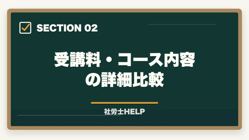 受講料・コース内容の詳細比較｜フォーサイト vs クレアール【社労士】どっちがおすすめ？徹底比較の図解