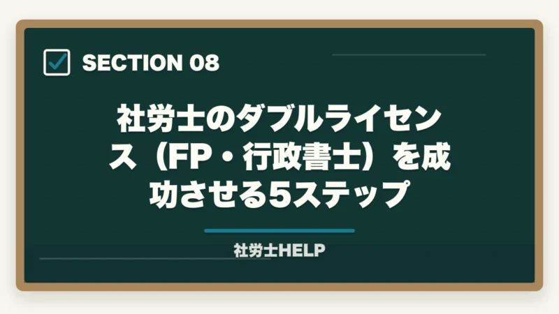 社労士のダブルライセンス（FP・行政書士）を成功させる5ステップ｜社労士×ダブルライセンスのおすすめ組み合わせ｜FP・行政書士・中小企業診断士との相性を解説の図解