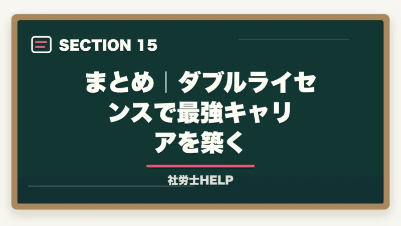まとめ｜ダブルライセンスで最強キャリアを築く｜社労士×ダブルライセンスのおすすめ組み合わせ｜FP・行政書士・中小企業診断士との相性を解説の図解