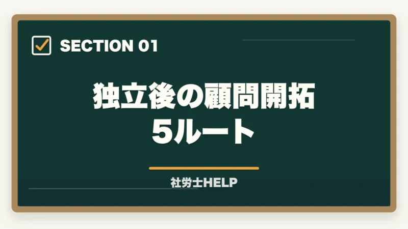 独立後の顧問開拓5ルート|社労士が独立後に顧問先を獲得する方法|営業・集客のリアルな戦略の図解