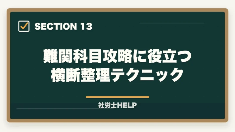 難関科目攻略に役立つ横断整理テクニック|社労士試験で難しい科目の対策法|厚年・国年・健保を攻略する学習戦略の図解