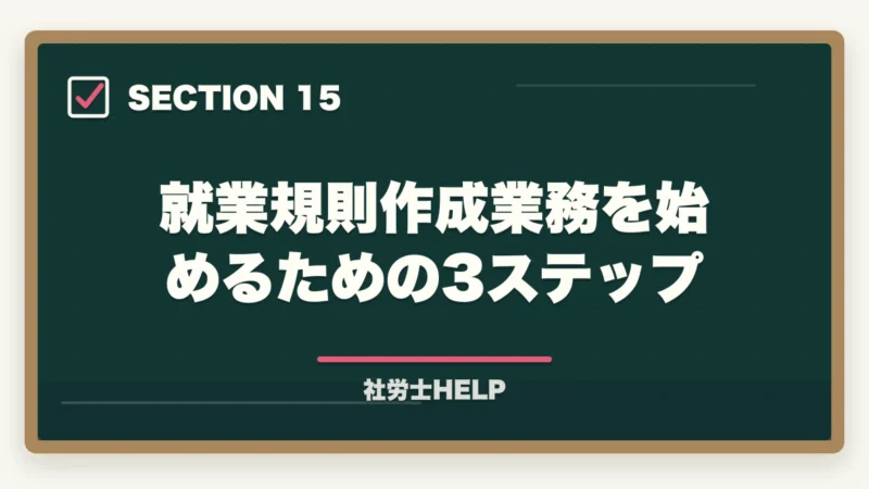 就業規則作成業務を始めるための3ステップ|就業規則作成業務の内容・流れ・費用を社労士が解説の図解