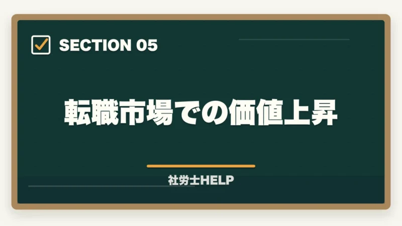 転職市場での価値上昇｜社労士資格を持って人事部でキャリアアップ！年収・昇進・将来性を解説の図解