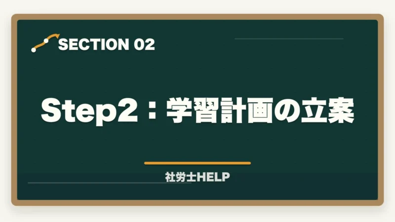 Step2：学習計画の立案｜【初心者向け】社労士試験の始め方ステップガイド｜合格までの7ステップの図解