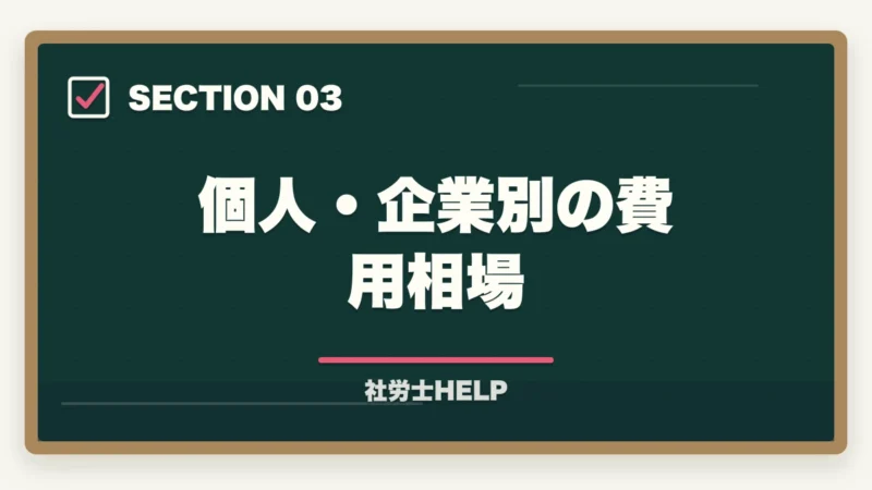 個人・企業別の費用相場｜社労士に相談・依頼できる業務と費用の目安｜個人・企業別にまとめの図解