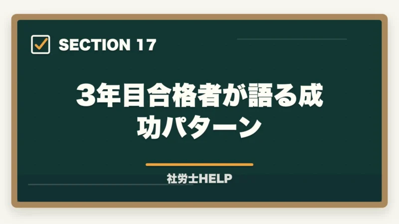 3年目合格者が語る成功パターン｜社労士試験3年目以降の再挑戦｜不合格続きから抜け出す勉強法と対策の図解