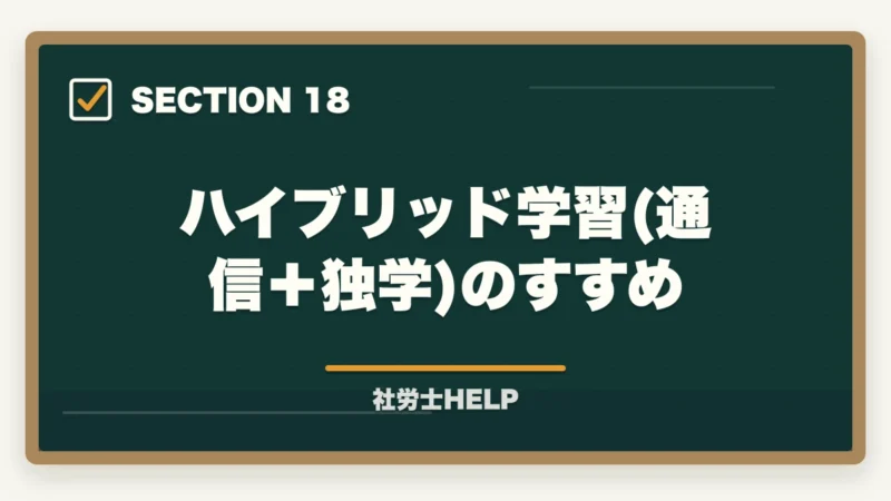 ハイブリッド学習(通信＋独学)のすすめ｜社労士試験は通信講座と独学どちらがいい？費用・合格率・向いている人を徹底比較の図解