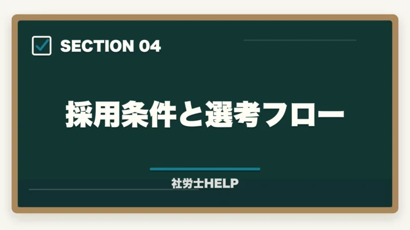採用条件と選考フロー|社労士法人への就職・転職ガイド|仕事内容・給与・求人の探し方の図解
