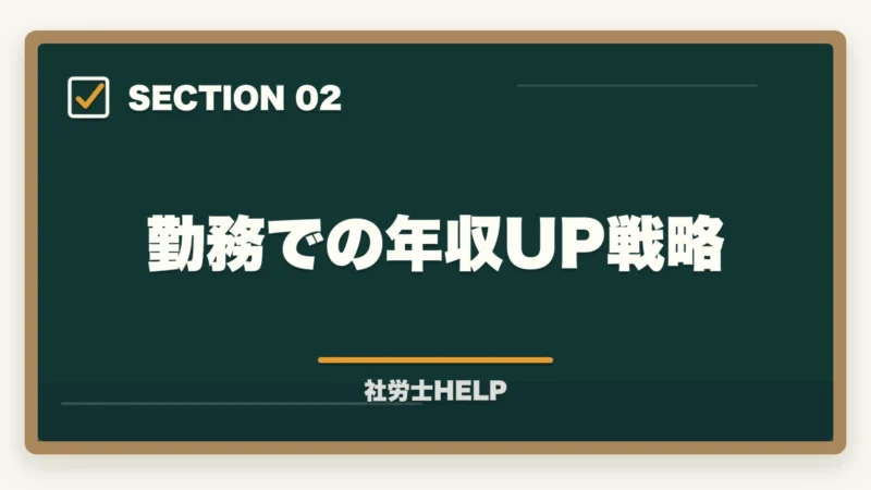 勤務での年収UP戦略｜社労士の年収アップ方法｜勤務・独立別に収入を増やす具体的な戦略の図解