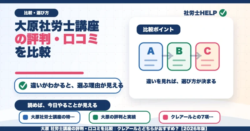 大原 社労士講座の評判・口コミを比較｜クレアールとどちらがおすすめ？【2026年版】のアイキャッチ画像