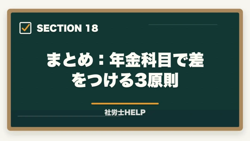 まとめ：年金科目で差をつける3原則｜社労士試験「厚生年金保険法」の勉強法｜頻出テーマ・国民年金との違い・攻略法の図解