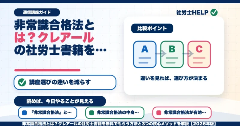 非常識合格法とは？クレアールの社労士書籍を無料でもらう方法と3つの核心メソッドを解説【2026年版】のアイキャッチ画像