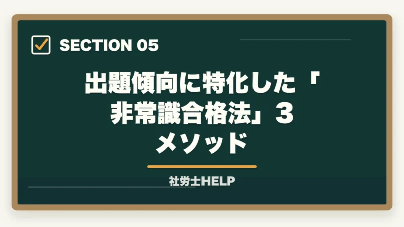 出題傾向に特化した「非常識合格法」3メソッド|社労士試験2026年の出題傾向と頻出テーマ【科目別重要ポイントを合格者が解説】の図解