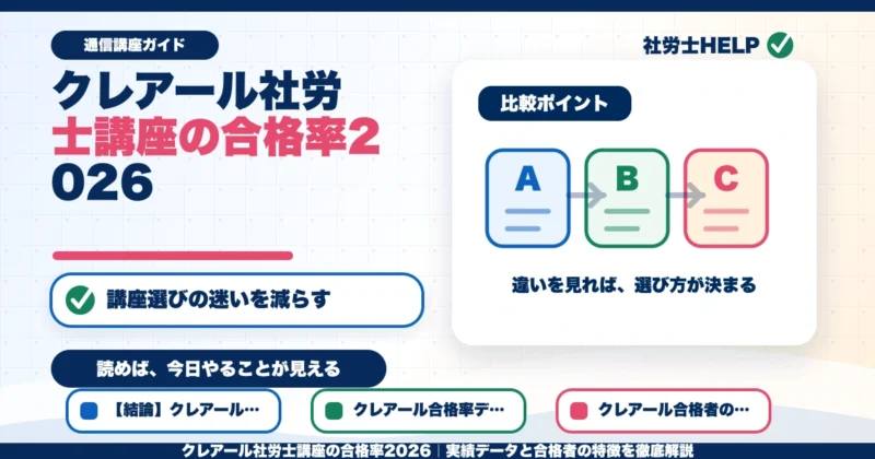 クレアール社労士講座の合格率2026｜実績データと合格者の特徴を徹底解説のアイキャッチ画像