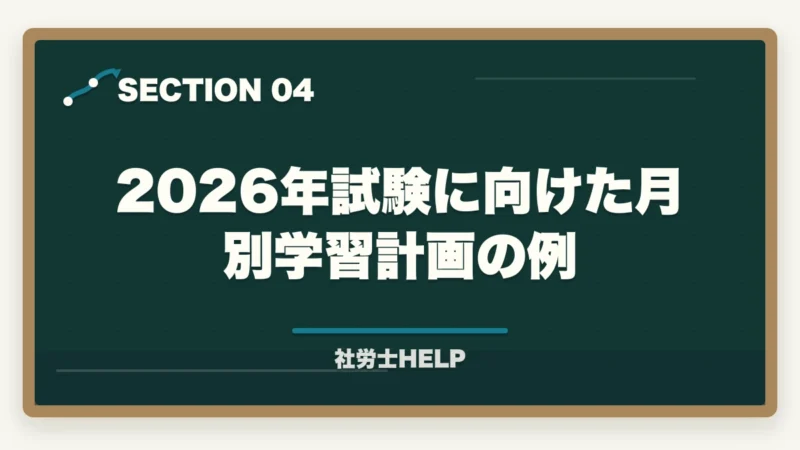 2026年試験に向けた月別学習計画の例|社労士試験2026年に今から間に合う?速修コースと最短合格のための学習計画の図解