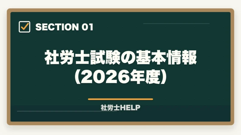 社労士試験の基本情報(2026年度)|【2026年完全版】社労士試験ガイド|受験資格・日程・科目・合格率まで徹底解説の図解